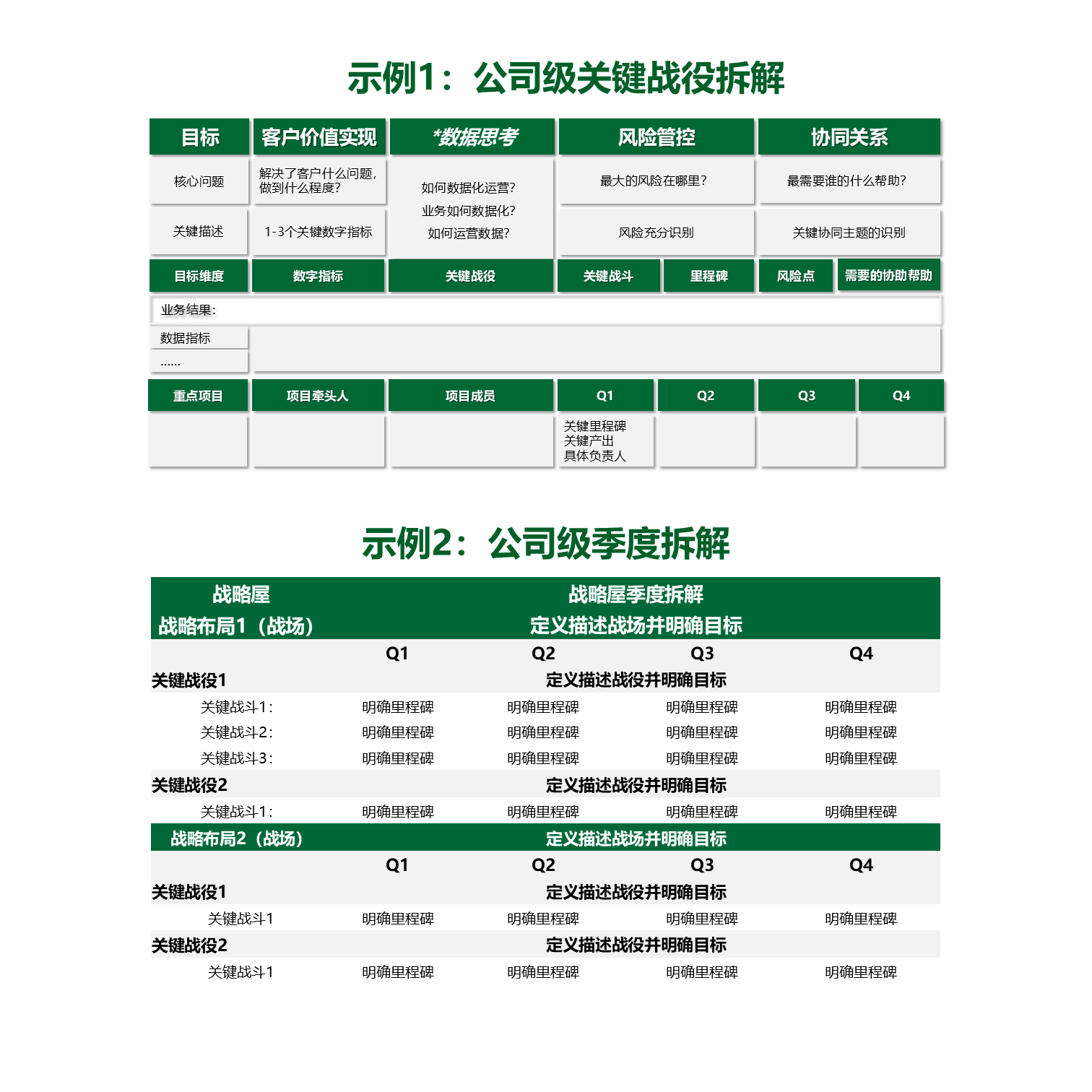 项目关键产出示例